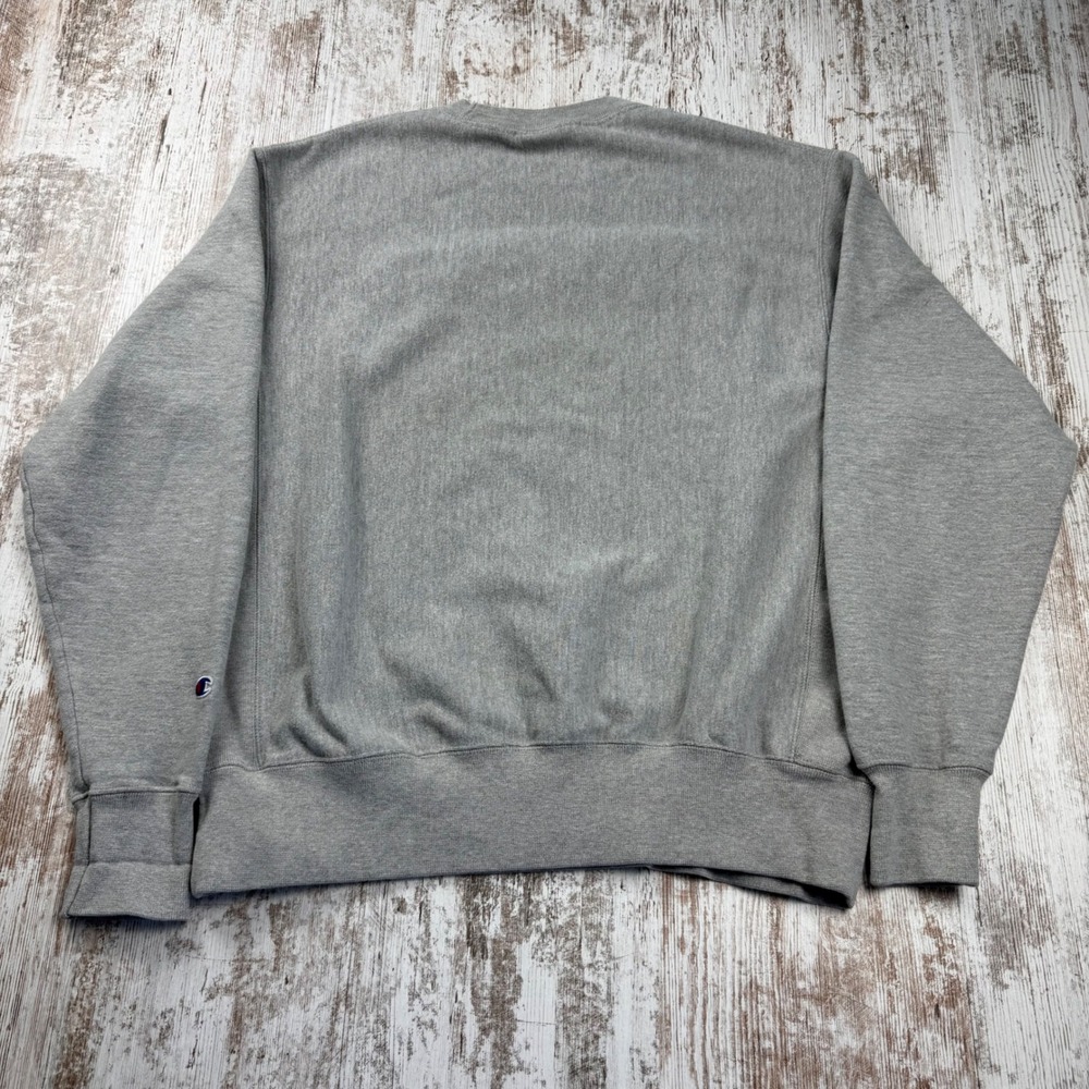 Champion Reverse Weave Sweatshirt Mens Large Gray Chenille Script Logo GF70 11C - Picture 2 of 11